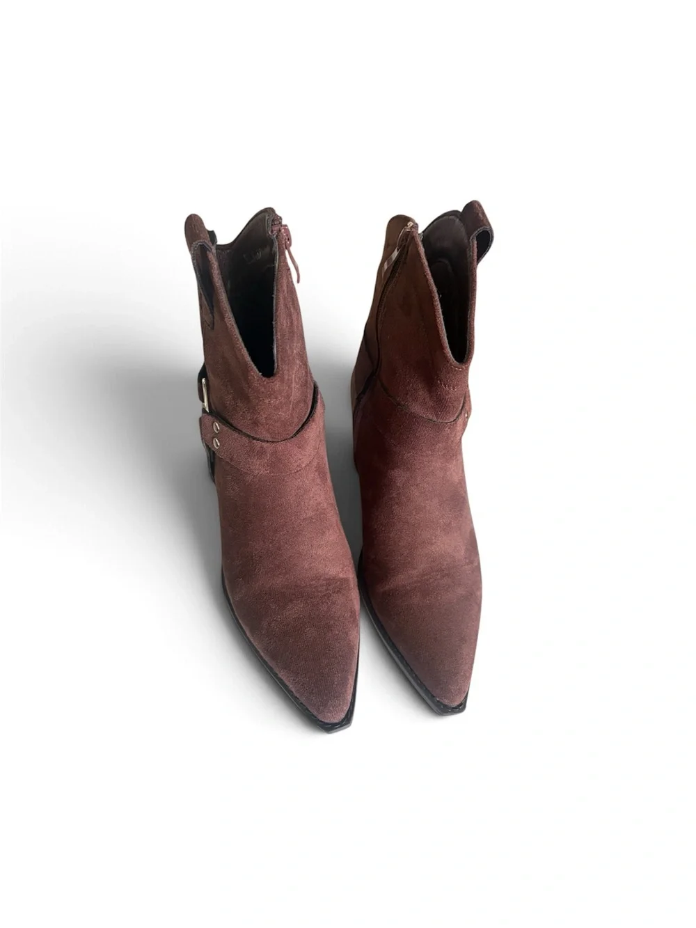 Brown Western Cowboy Ankle Boots w/ Buckle Details